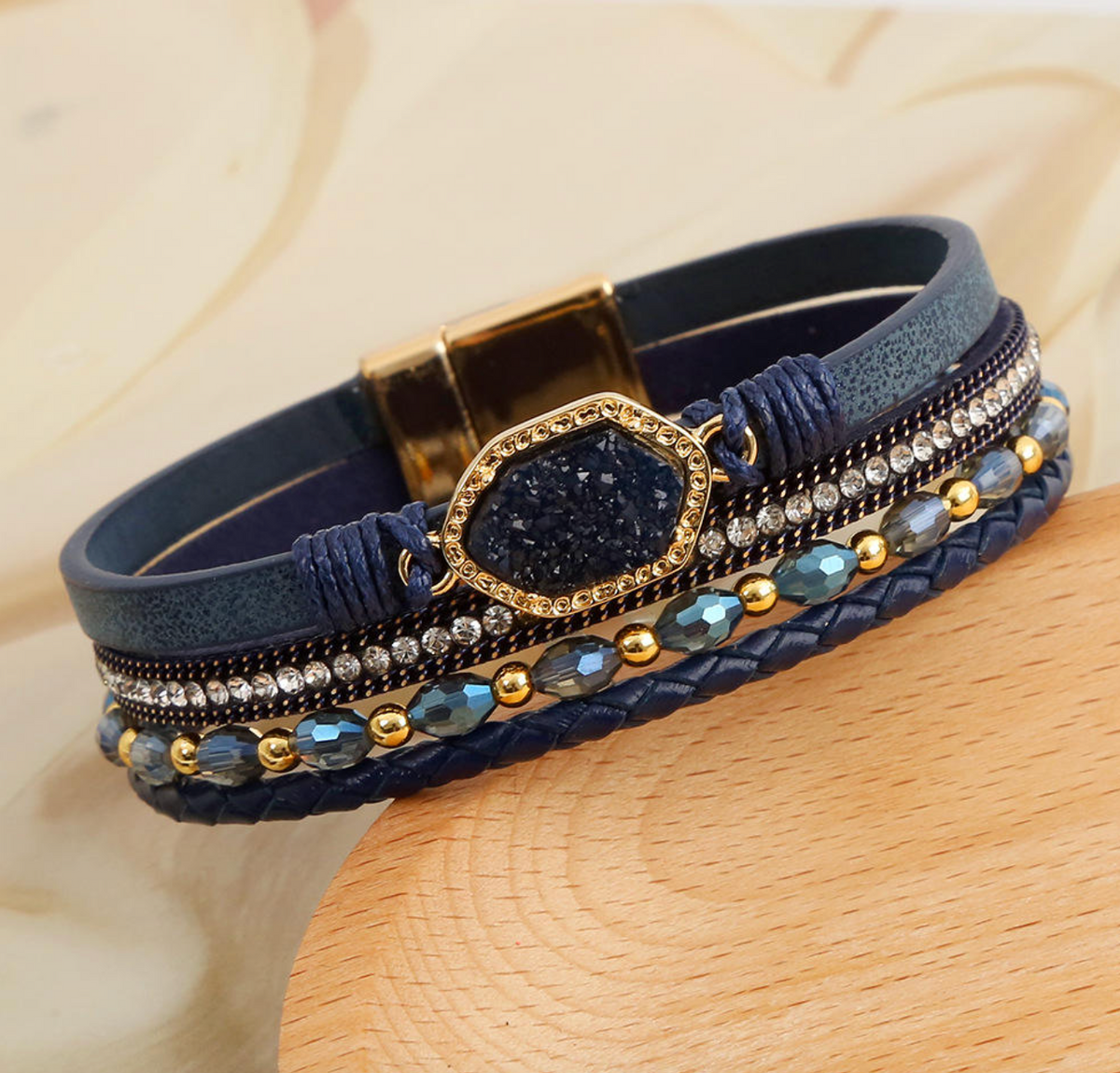 Bohemian Multilayer Leather Wrap Bracelet for Women