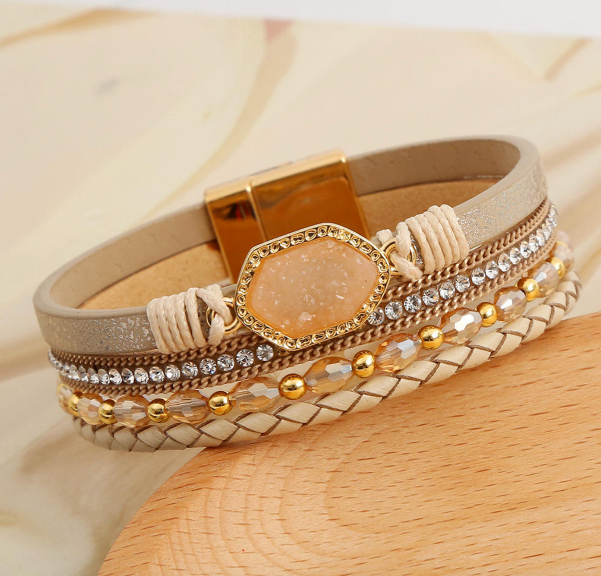 Bohemian Multilayer Leather Wrap Bracelet for Women