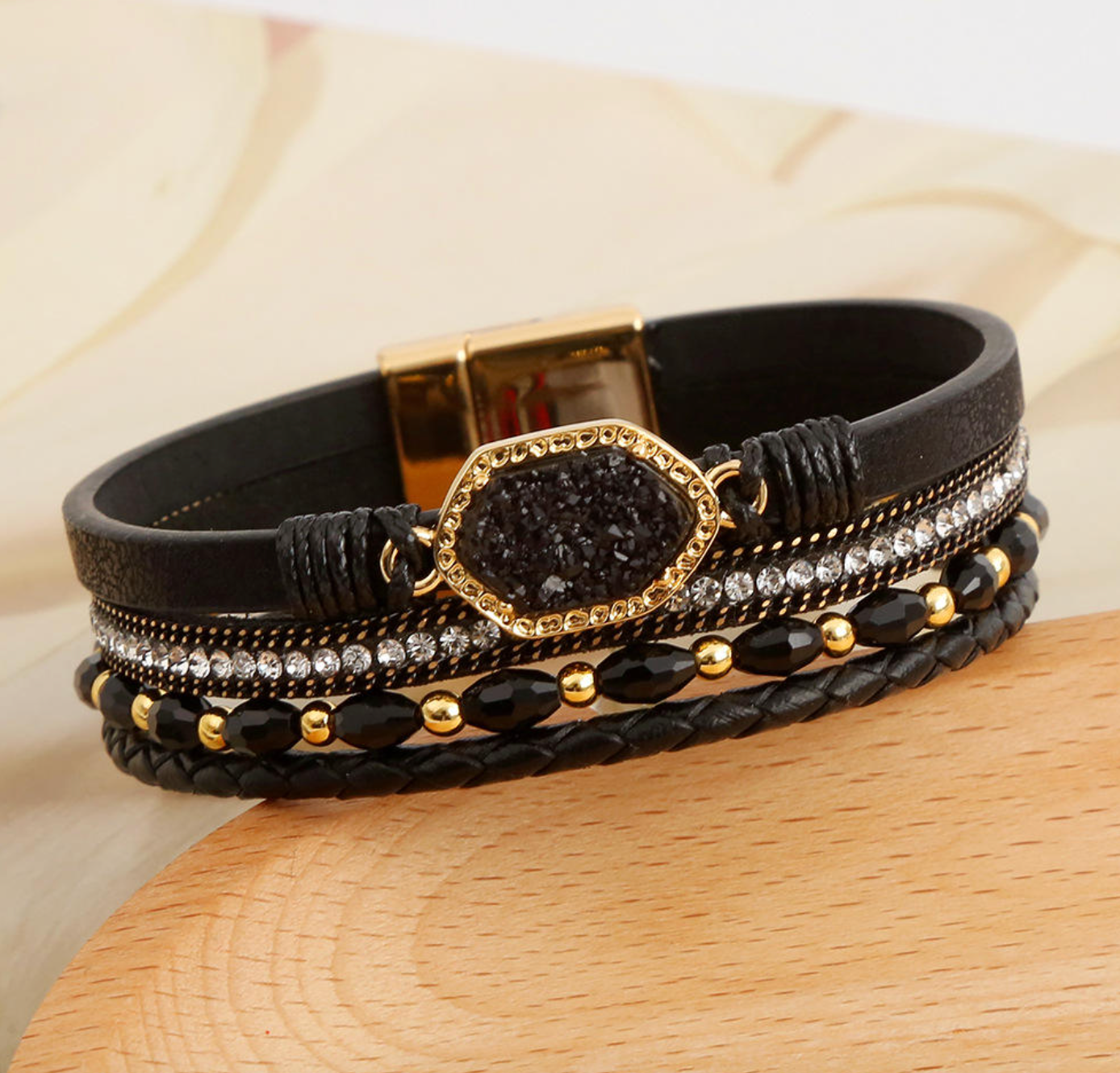 Bohemian Multilayer Leather Wrap Bracelet for Women