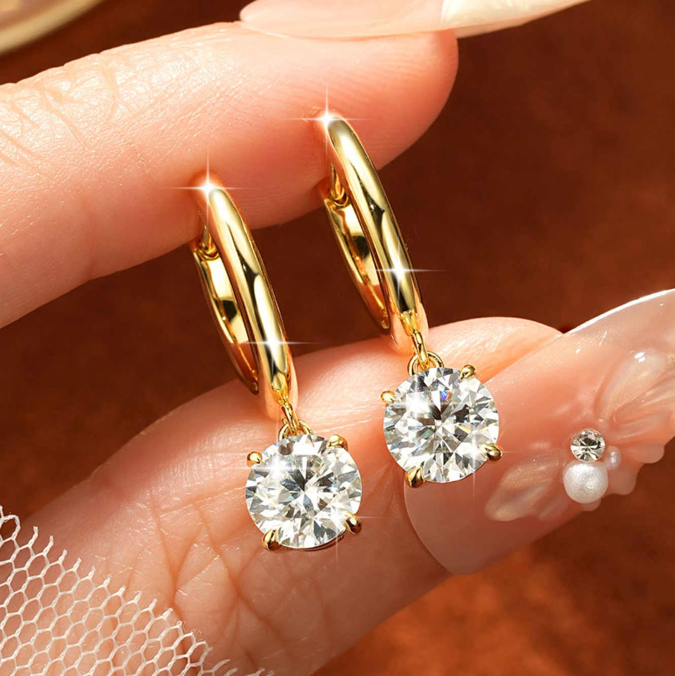 14K Gold Drop Earrings for Women