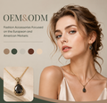 Antique Alloy Teardrop Smoky Pendant Necklace