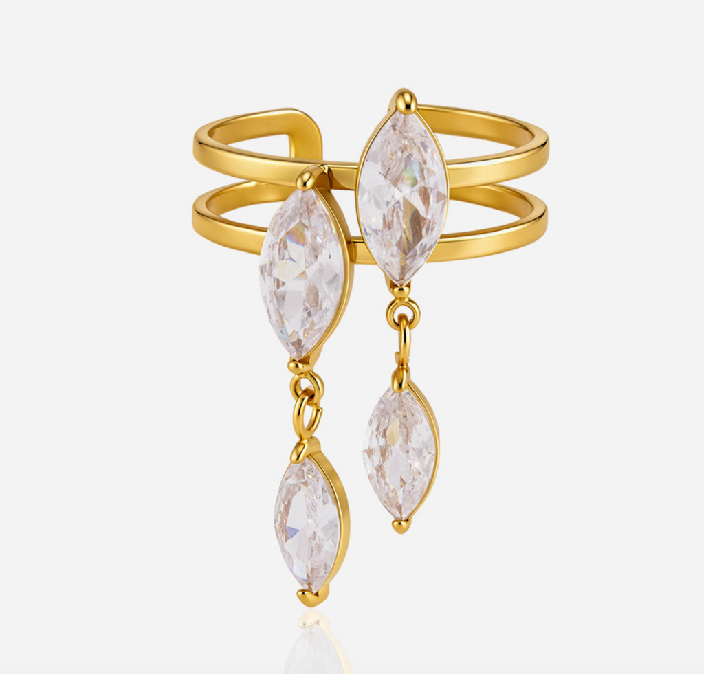 Adjustable Zircon Double-Band Ring